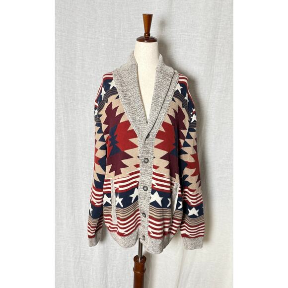 American Rag Men's Stars and Stripes Southwestern Button-Up CardiganSize XL